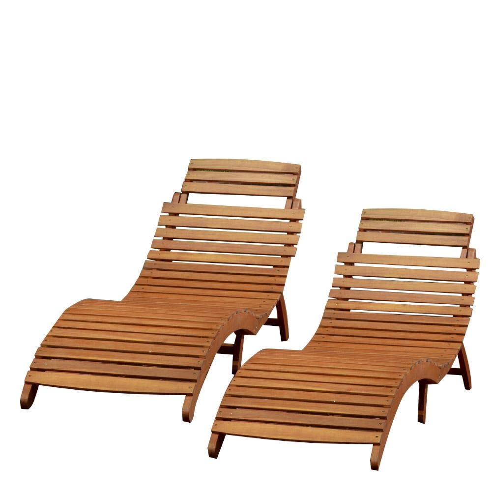 Christopher Knight Home Lahaina Wood Outdoor Chaise Lounge Set, 2-Pcs Set, Natural Yellow