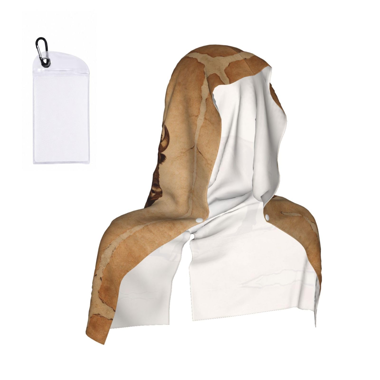CNTDBU Old Paper Buffalo Cooling Towel Hooded-Instant Chill Neck Cover for Sports, UV Cooling Rag for Running Gym