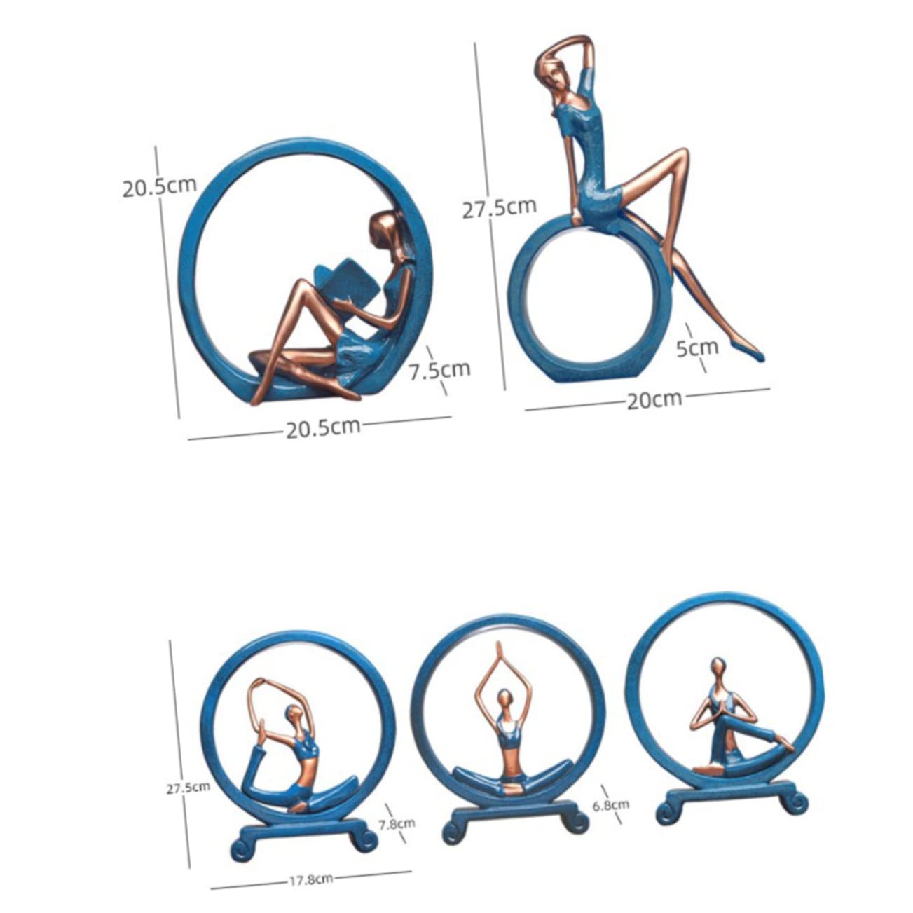 GALPADA Statuetta Ragazza Yoga Decorativa in Resina Blu per Casa | Artigianato Creativo da Tavolo, per Libreria e Scrivania, Stile Fashion Unico