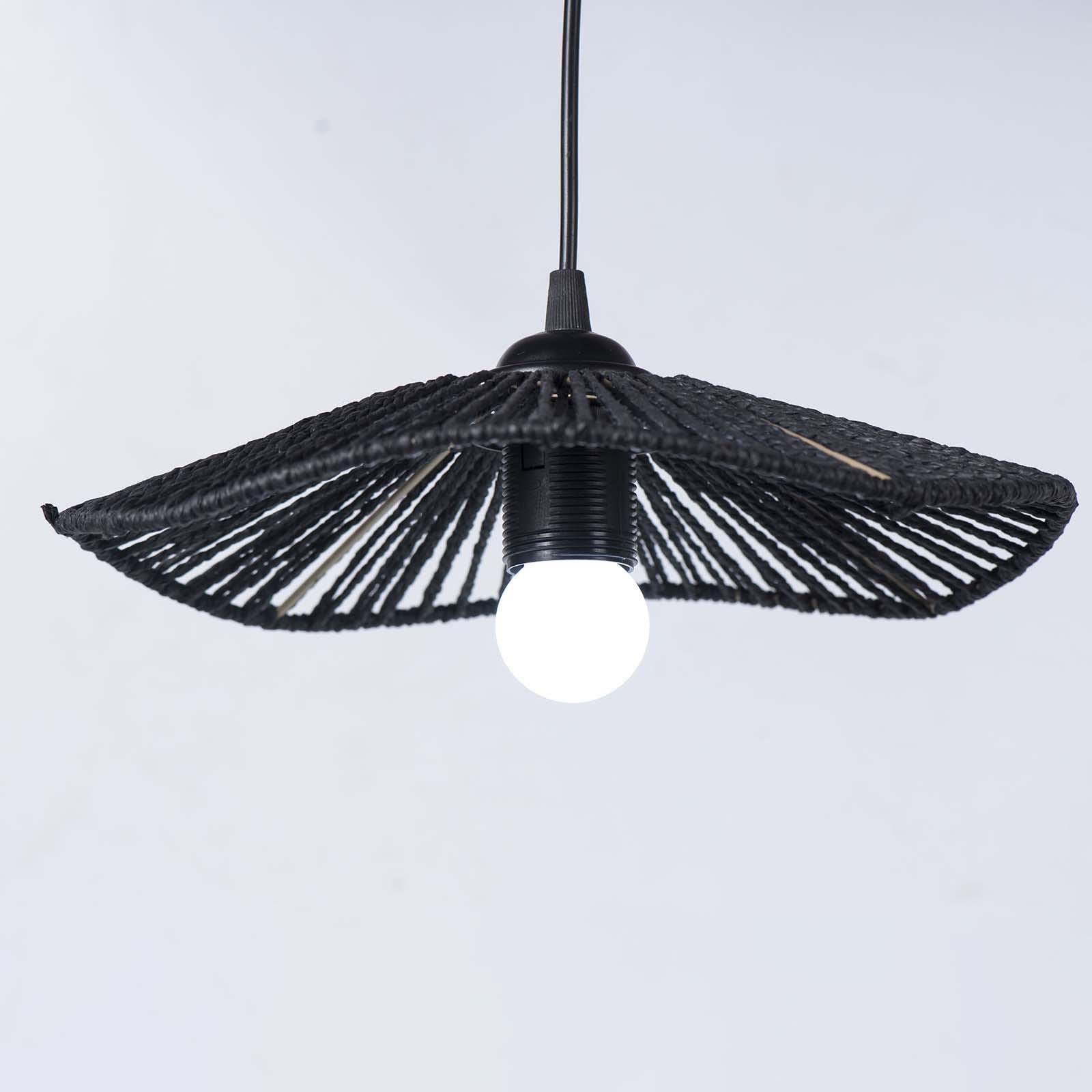 Abat-Jour en Corde tissée Abat-Jour Rustique pour Lampe de Plafond Boho Abat-Jour Suspendu pour Salon, Noir