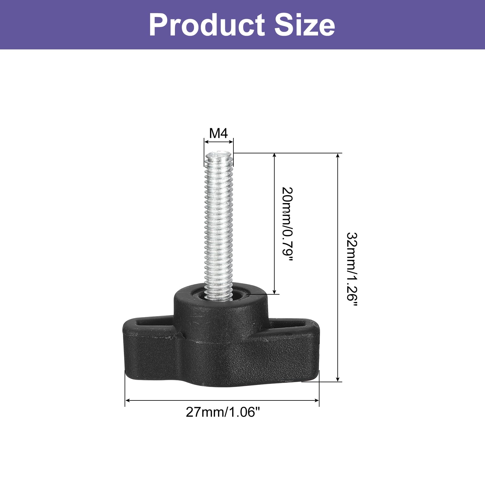 QUARKZMAN 4Pcs Vite A Farfalla Di Bloccaggio, M4 X 20mm Metriche In Acciaio Al Carbonio A Forma Di T Manopole Per Svitamento Rapido A Mano Sostituzione Della Manopola