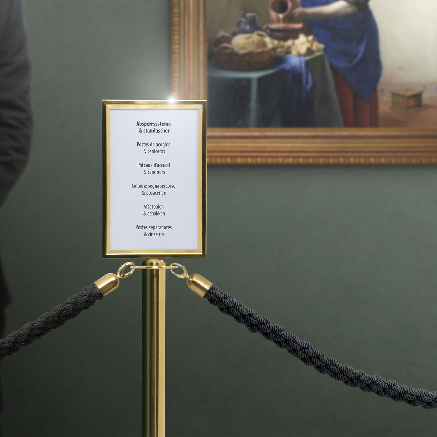 SECURIT - Corde Torsadée pour Système de Barrière Classic - avec Embouts Métalliques - pour Bar, Restaurant, Boîte de Nuit, Boutique - L. 152 cm - Finition Dorée - Noire