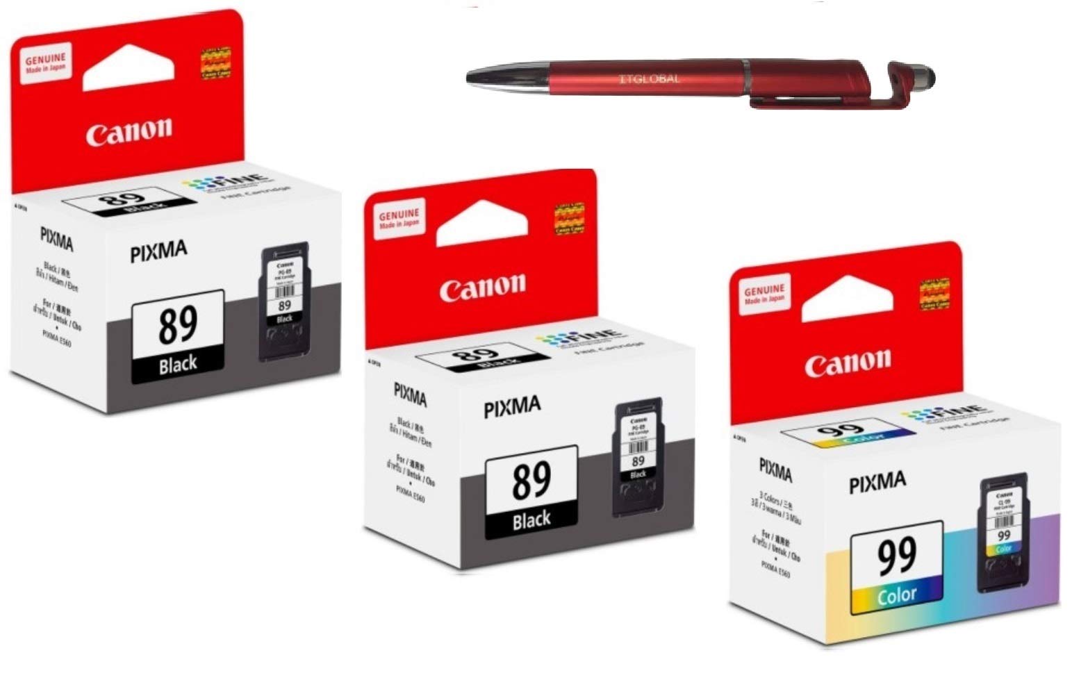 Canon PG 89 Twin & CL 99 Ink Cartridge with ITGLOBAL 3in1 Multi-Function Mobile Phone Stand, Stylus Pen, Anti-Metal Texture Rotating Ballpoint Pen (Very Colors) (B081F8RKBG) Amazon Price History, Amazon Price Tracker