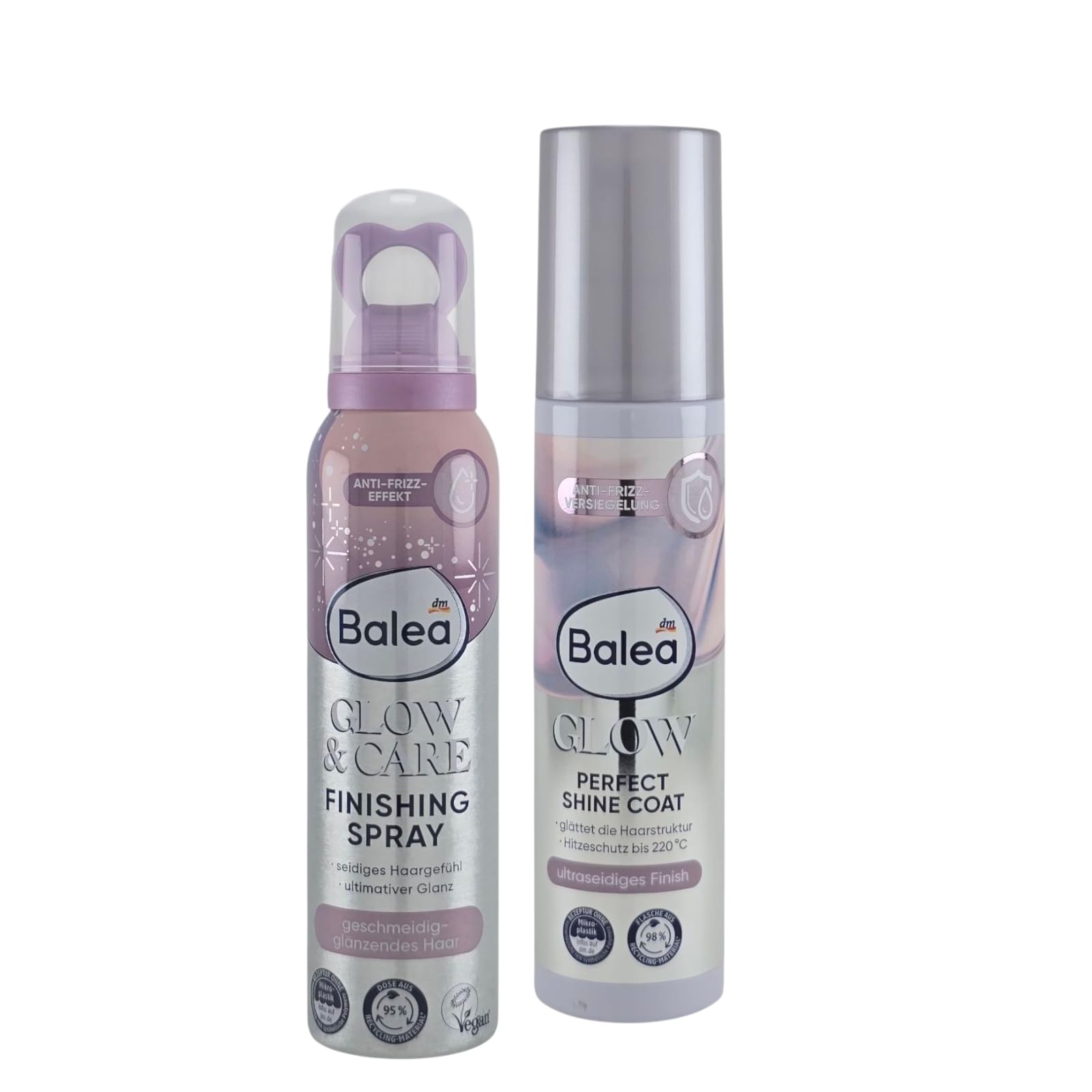Glow - Set per la cura dei capelli (2 pezzi) | Perfect Shine Coat spray di protezione dal calore (150 ml) & Glow & Care Finish Spray (150 ml) | per la massima lucentezza, anti-crespo e setosi capelli