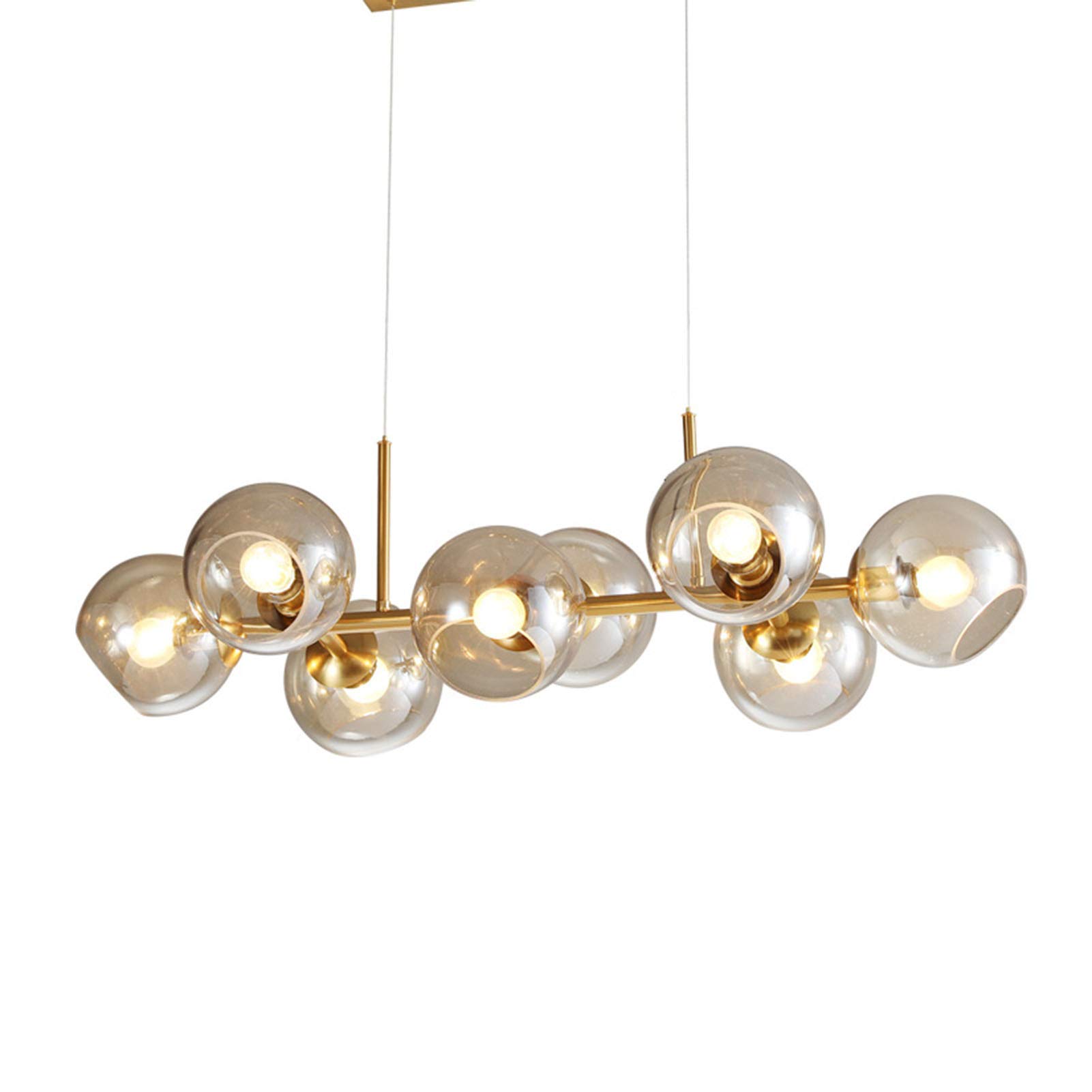 KXEcoLife Nordic Post-modern Chandelier,Sputnik Glass Magic Bean Chandelier,Edison Lamp Shade Semi Flush Mount Industrial Style Livingroom Stairway Lounge Bar Café Club- and cognac lampshade