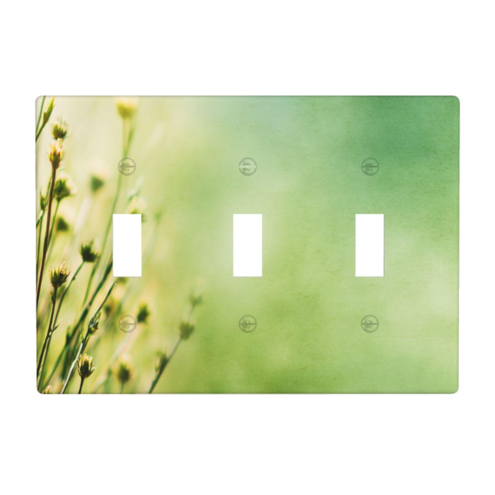 Woshuwo White Spring Freshness Light Switch Covers 3 Gang Triple Toggle Wall Plate Switchplate Electrical Faceplate For Bathroom Kitchen Bedroom Decor