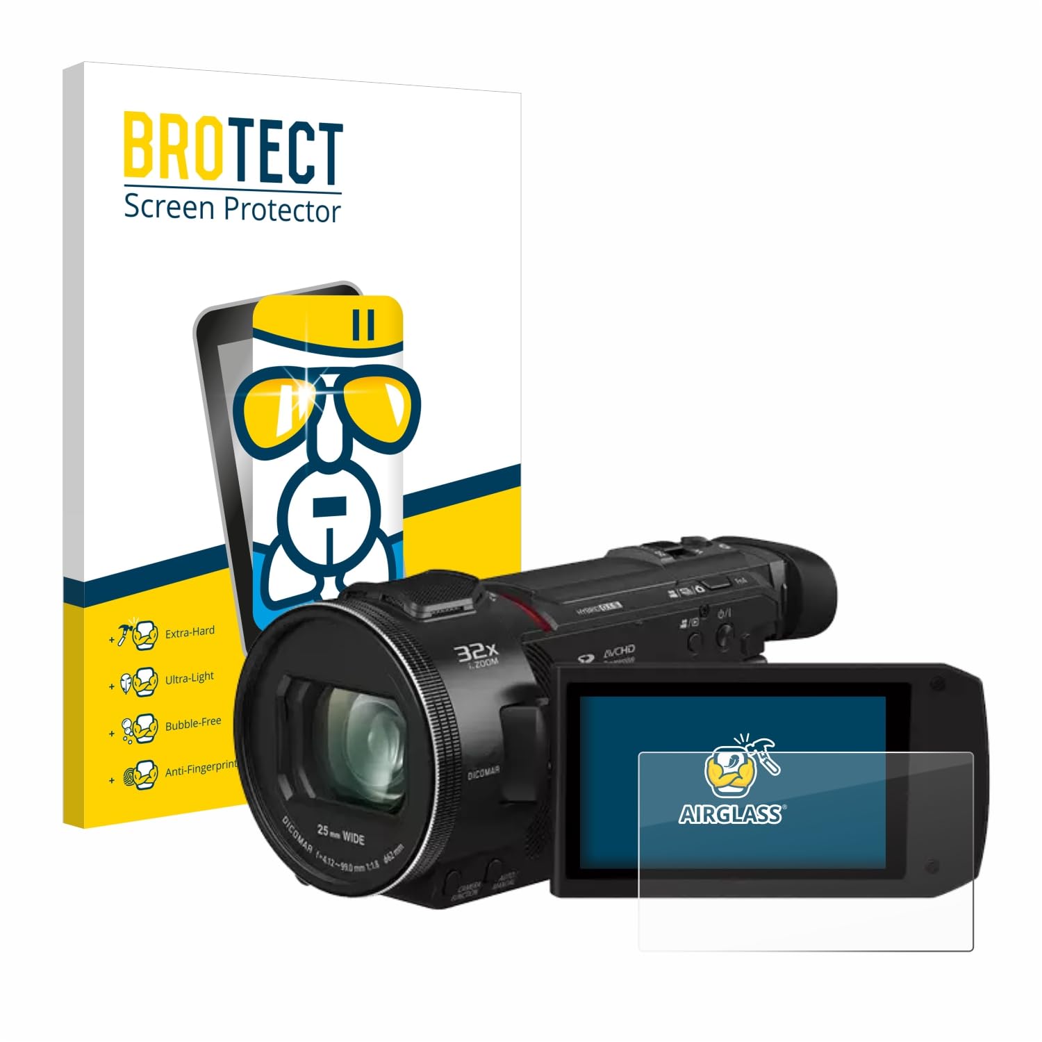 brotect Glass Screen Protector Film Compatible with Panasonic HC-VXF11 - Glass-Foil 9H Protection [Scratch Resistant, High Clarity]