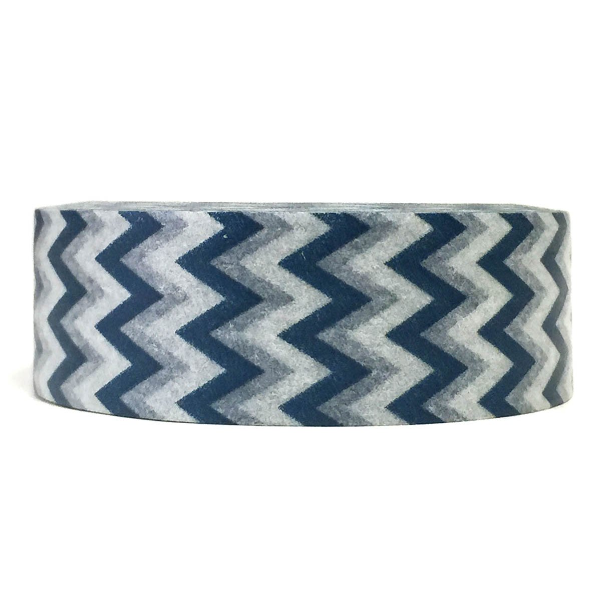Wrapables Colorful Patterns Washi Masking Tape, Slate Blue Short Chevron
