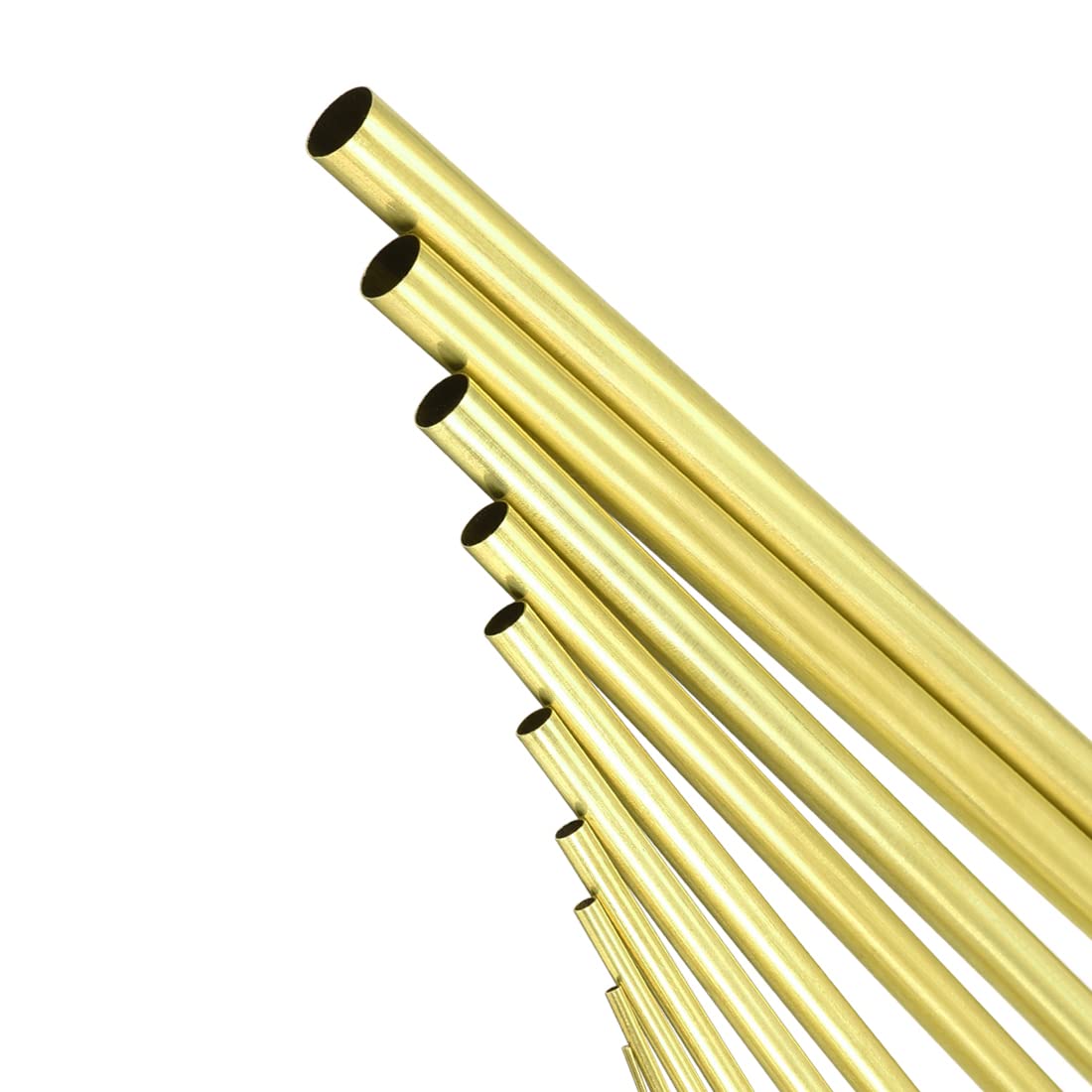 PATIKIL 1-10mm OD x 0,2mm Parete 300mm Lunghezza Ottone Tubo Liscio Rotondo, 10 pezzi