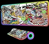 Gaming Mouse Pad Sticker Bomb Mouse Pad Keyboard Desk Mat RGB Large Gaming Gamer Computer LED...