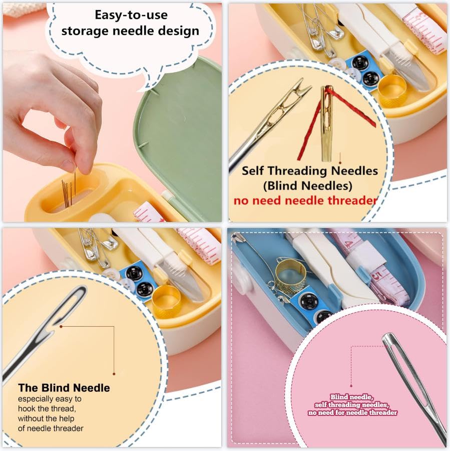Sewing Set, Adult Portable Travel Sewing Set, Small Exquisite Needle Thread Box, Sturdy Material, Easy to Store Carry, Easy to Access, Strong Practicality. (Green)