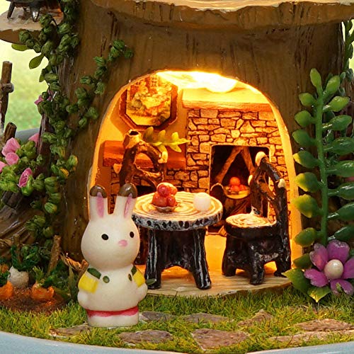 DIY Puppenhaus, niedliche DIY Wald Puppenhaus Miniatur mit rotieren Spieluhr Staubschutz LED-Licht EIN tolles Geschenk… – Bild 4