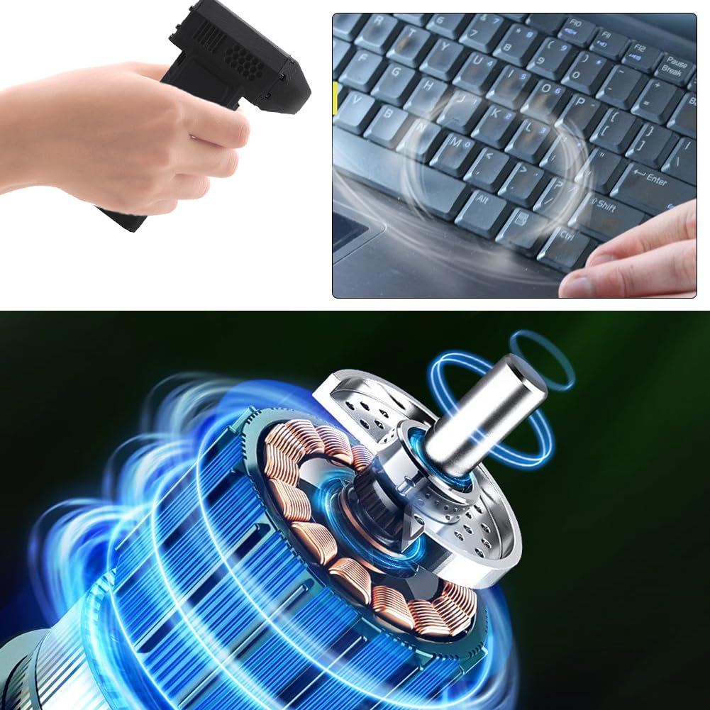 Tiiyee Electric Air Duster, 300000RPM Compressed Cordless Air Duster 3 Gear Adjustable Mini Blower Portable No Canned Fan Type C Rechargeable 16000mAh for Deep Computer Clean Keyboard Car Home
