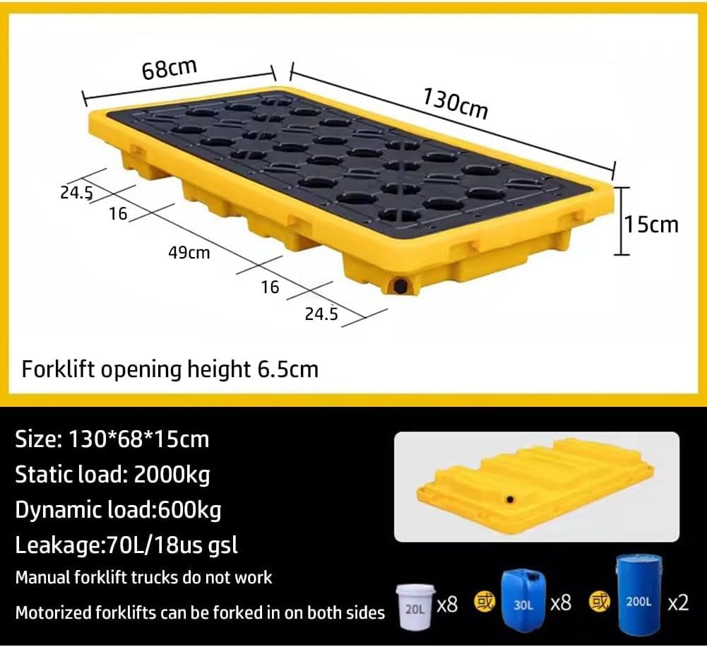 Genérico Plataforma Modular antiderrames - Bandeja apilable para cubetas de Pintura con Rejilla para Uso Industrial (130 x 68 x 15 cm) - Solución versátil y Duradera para el Almacenamiento de bidones