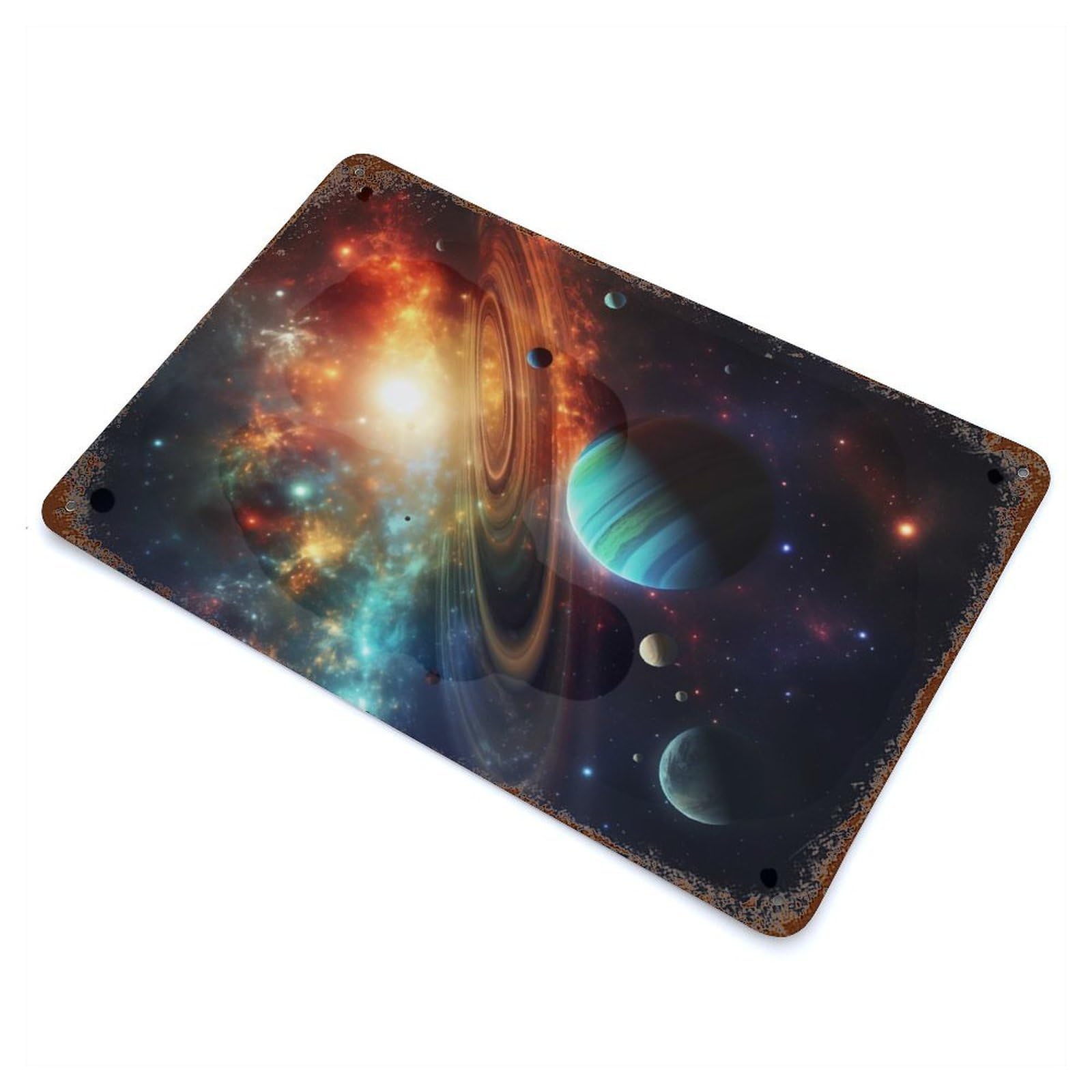 The Solar System Rusty Metal Tin Sign 11.8"x7.9", for Shed, Workshop And Garage Wall Decor, Novelty Wall Decor