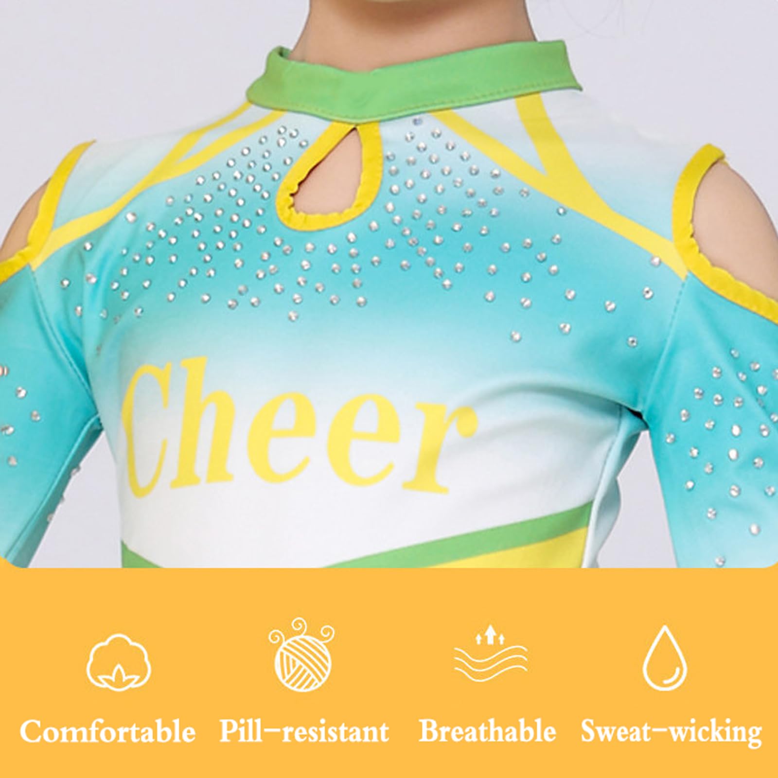 Cheerleader Outfits Mädchen,Cheerleader Kostüm Kind Langarm,Mädchen Glänzende Pailletten Cheerleading Uniform,Karneval Cheerleader Uniform Outfits,für Karneval,Fasching,Mottoparty