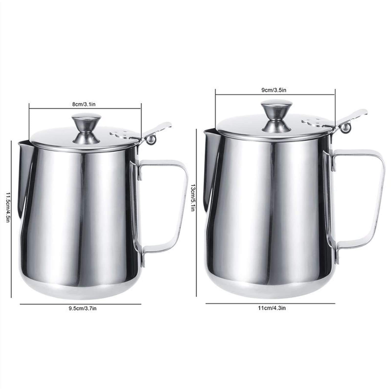 caihuashopping Pot À Lait 600 ML 1000 ML d'acier Inoxydable épaississant Le Lait Mousseux Tasse de Tasse d'artisture d'art Latte avec Une pichet de café Outil de café Pichet à Lait