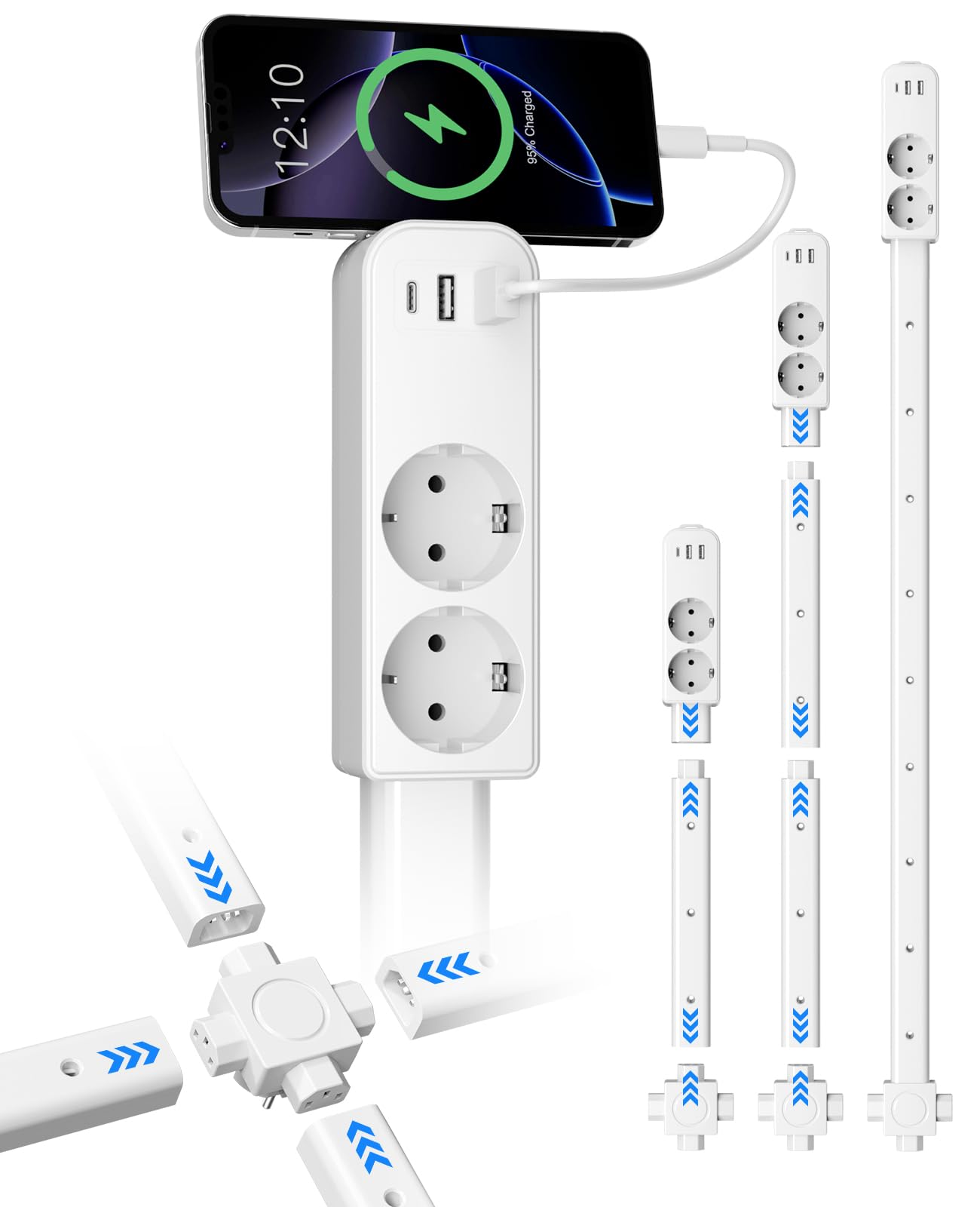 Multiprise avec Ports, Prise Extensible 2 Ports USB-A et 1 Port USB-C