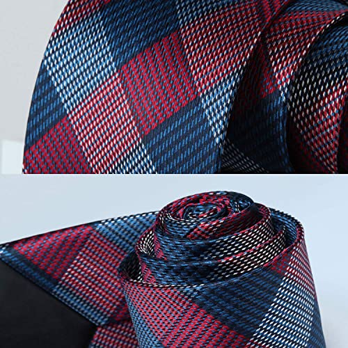 Image of HISDERN Ties for Men Solid Houndstooth Neckties Handkerchief Formal Business Tie & Pocket Square Set Wedding Party