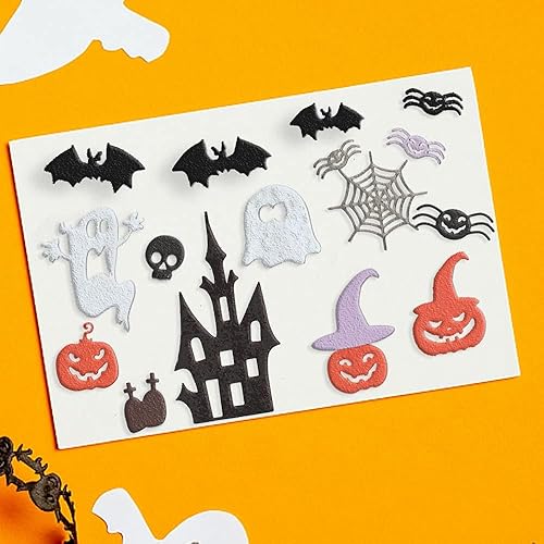Miniatura 3 de Troqueles de corte de metal de murciélagos fantasmas de casa de Halloween para hacer tarjetas y decoraciones de álbumes de fotos, sombrero de araña
