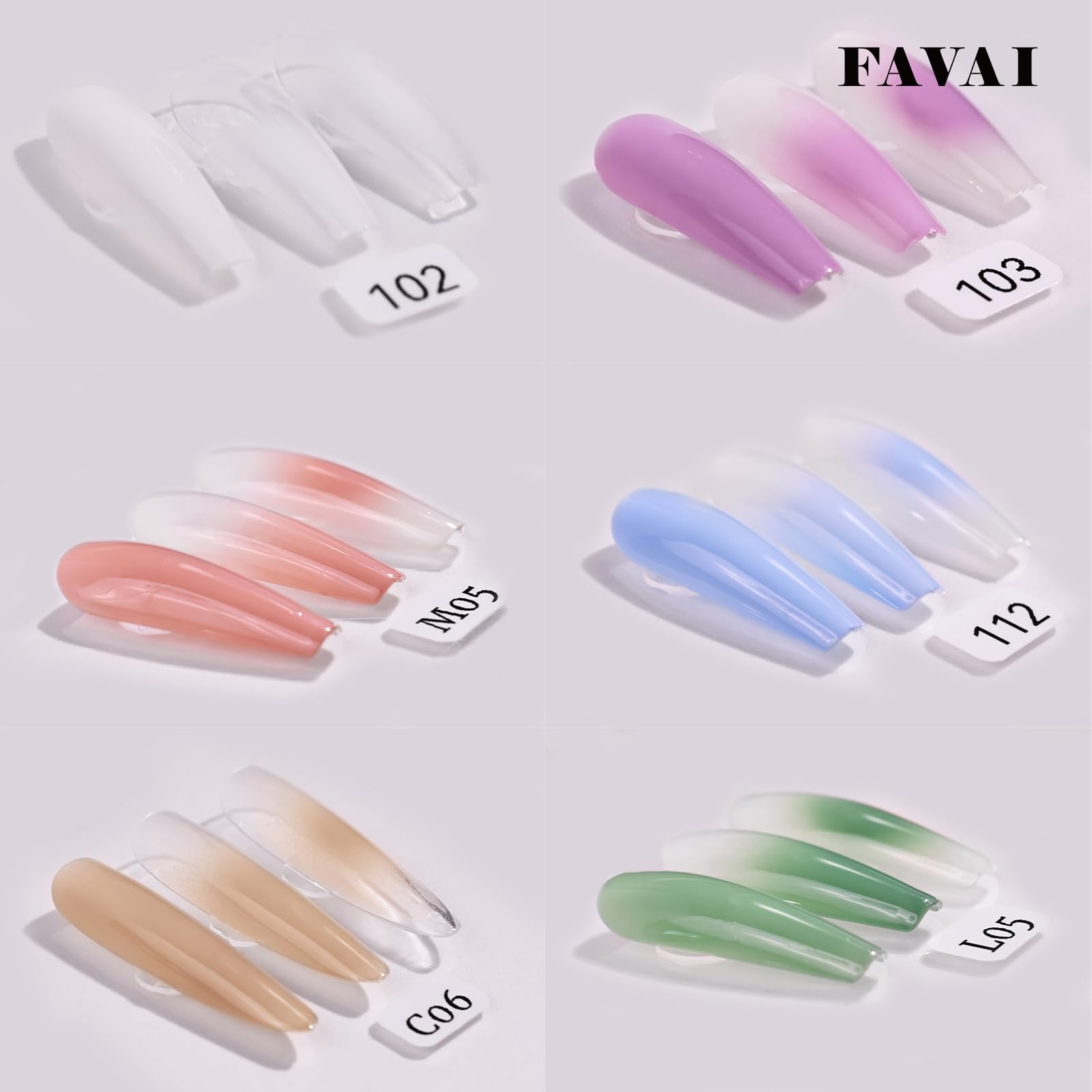 FAVAI Airbrush Gel Nail Polish – MIX A, 12 colori Smalto per unghie in gel aerografo, 12 x 15 ml per sgrassare le unghie, French Manicure, senza diluizione, senza TPO, Baby Boomer