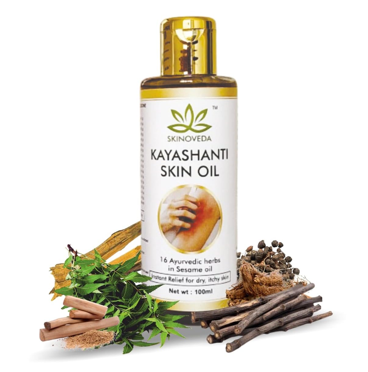 Kayashanti Ayurvedic Anti itching Skin Oil. Cold pressed Sesame oil with power of 16 Ayurvedic Herbs. For dry, scaly, itchy skin in winter season. Best for old age persons. 100 % Natural. Psreservative Free.-picture-24