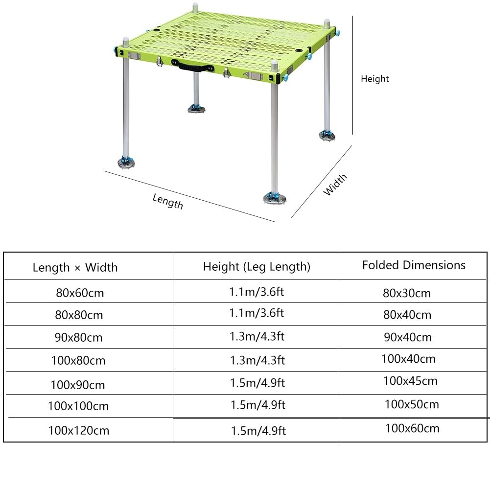 Plate-Forme de pêche Portable en Aluminium – Station de pêche légère et Pliable avec Pieds réglables for la pêche en Plein(80x80cm)