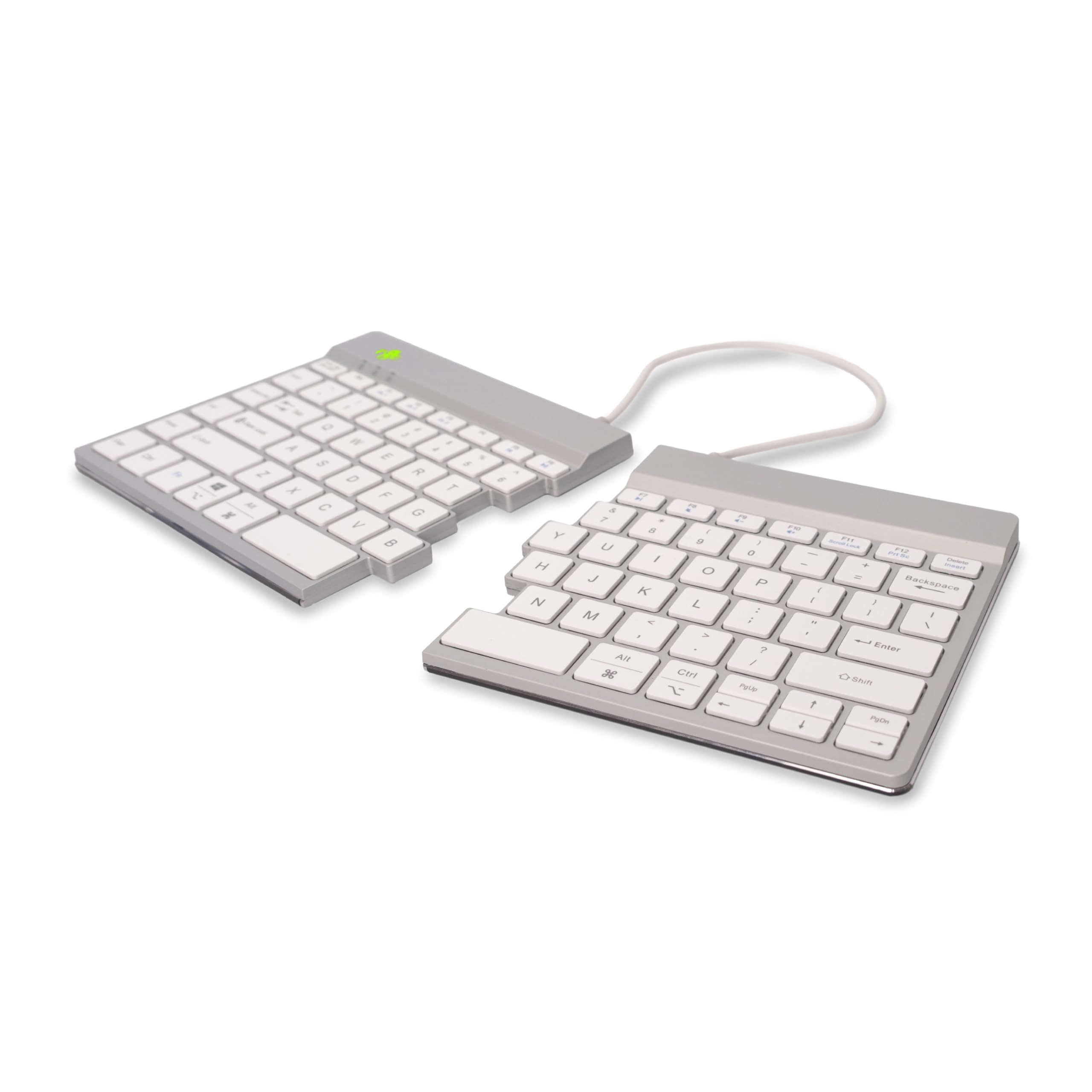 R-Go Split Keyboard, Anti Carpal Tunnel Keyboard, Ergonomic Design, 2 Part Design with Break Software, Ultra-Thin, QWERTY (US) Layout, Bluetooth 5.0, Compatible with Windows/Mac/Linux, White