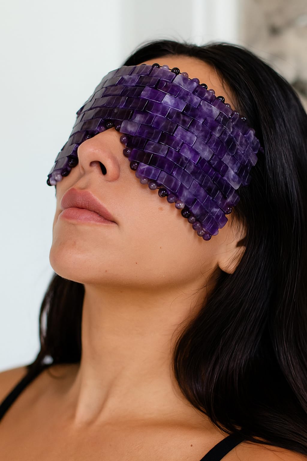 This Hippie Girl Masque pour les yeux en améthyste – Masque facial en cristal naturel pour les poches, les cernes et le soulagement de la tension. Pierre spa rafraîchissante pour la