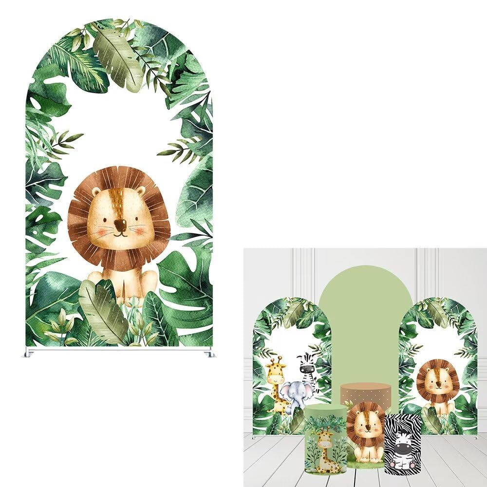 Ellteecz Kids Boys Birthday Party Arches Backdrop Cover Jungle Safari Lions Arch Stand Stretchy Fabric Covers for Baby Shower Festa Balloon Parties