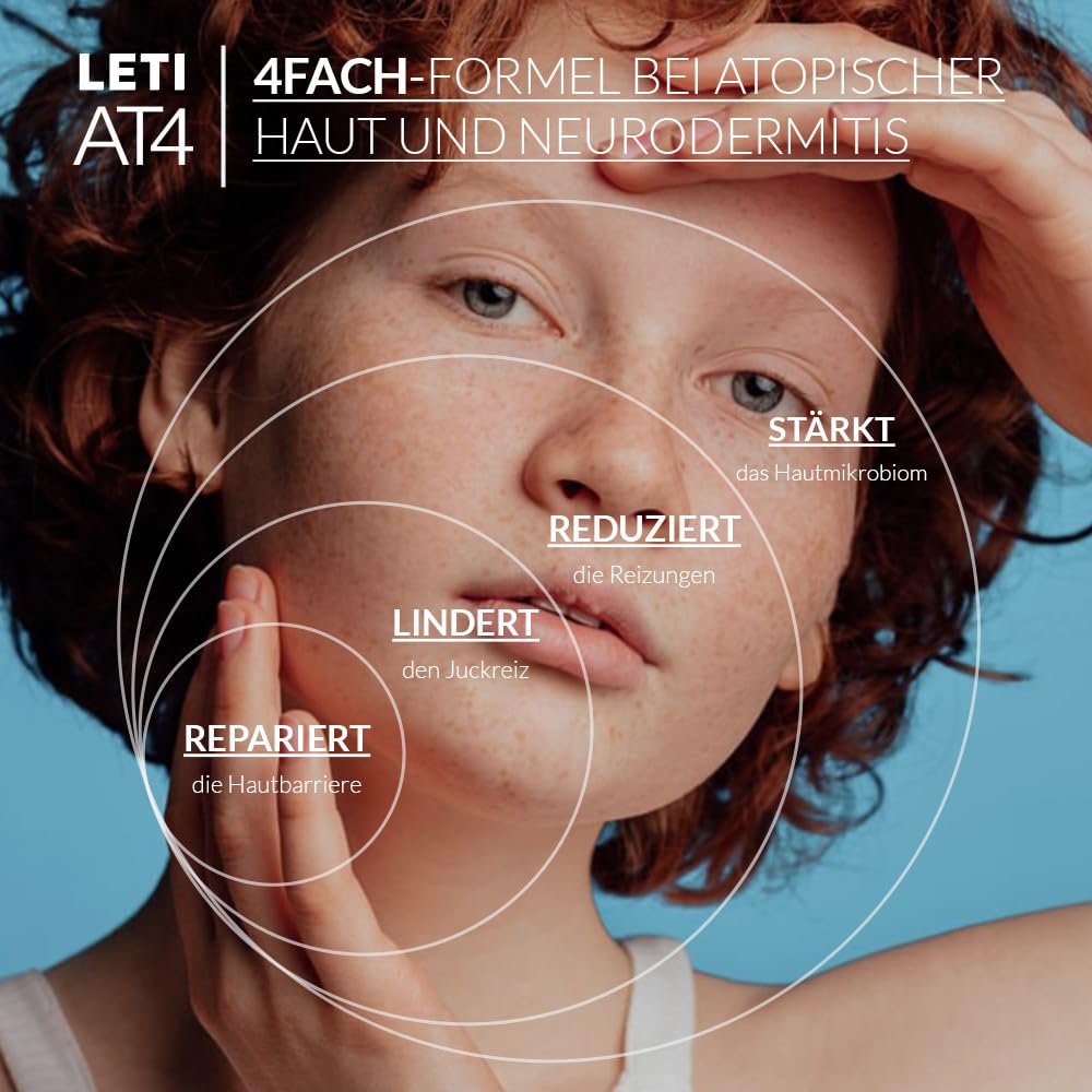 LETI AT4 Defense Gesichtscreme SPF 50+ - Wasserabweisende, hautschützende Gesichtspflege mit hohem Sonnenschutz (SPF 50+) bei trockener oder zu Neurodermitis neigender Haut, 50 ml Crème