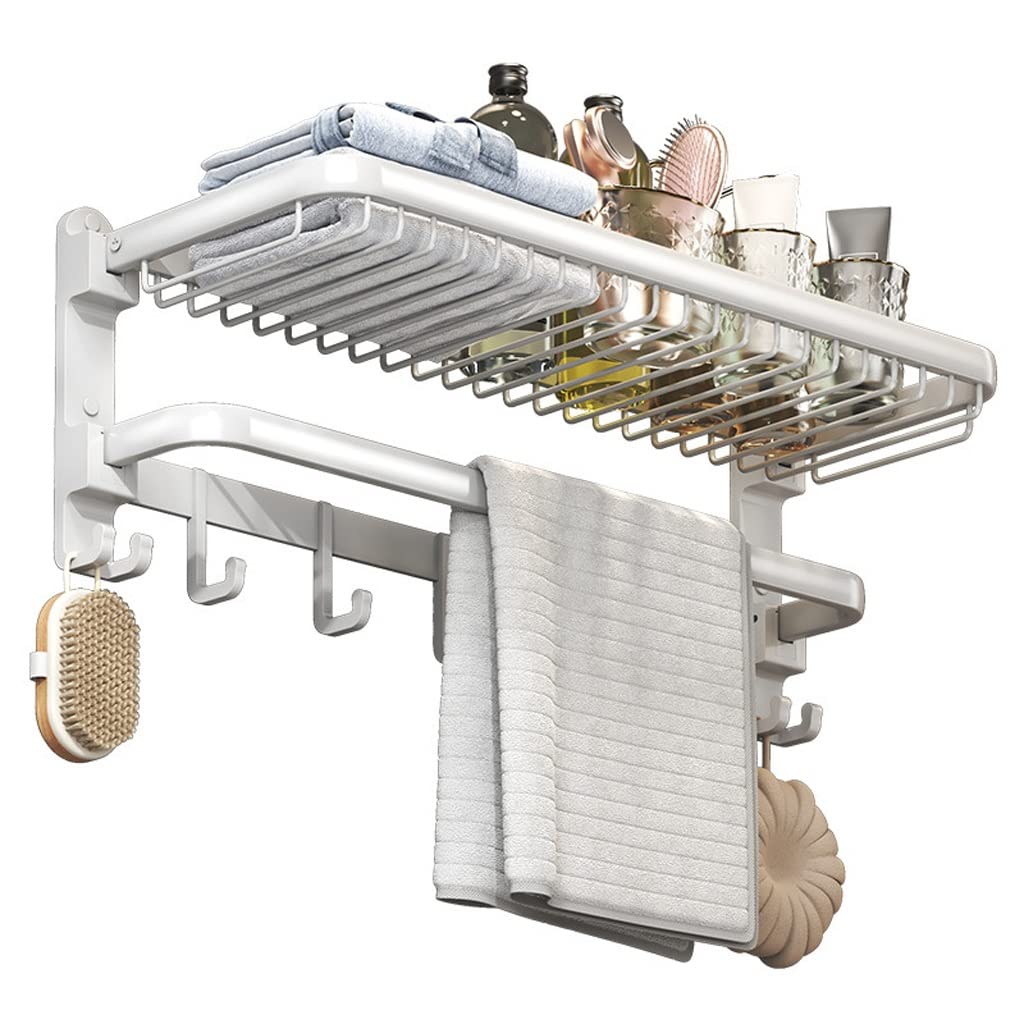 Rangement de salle de bain étagère murale blanche en aluminium avec barre porte-serviettes