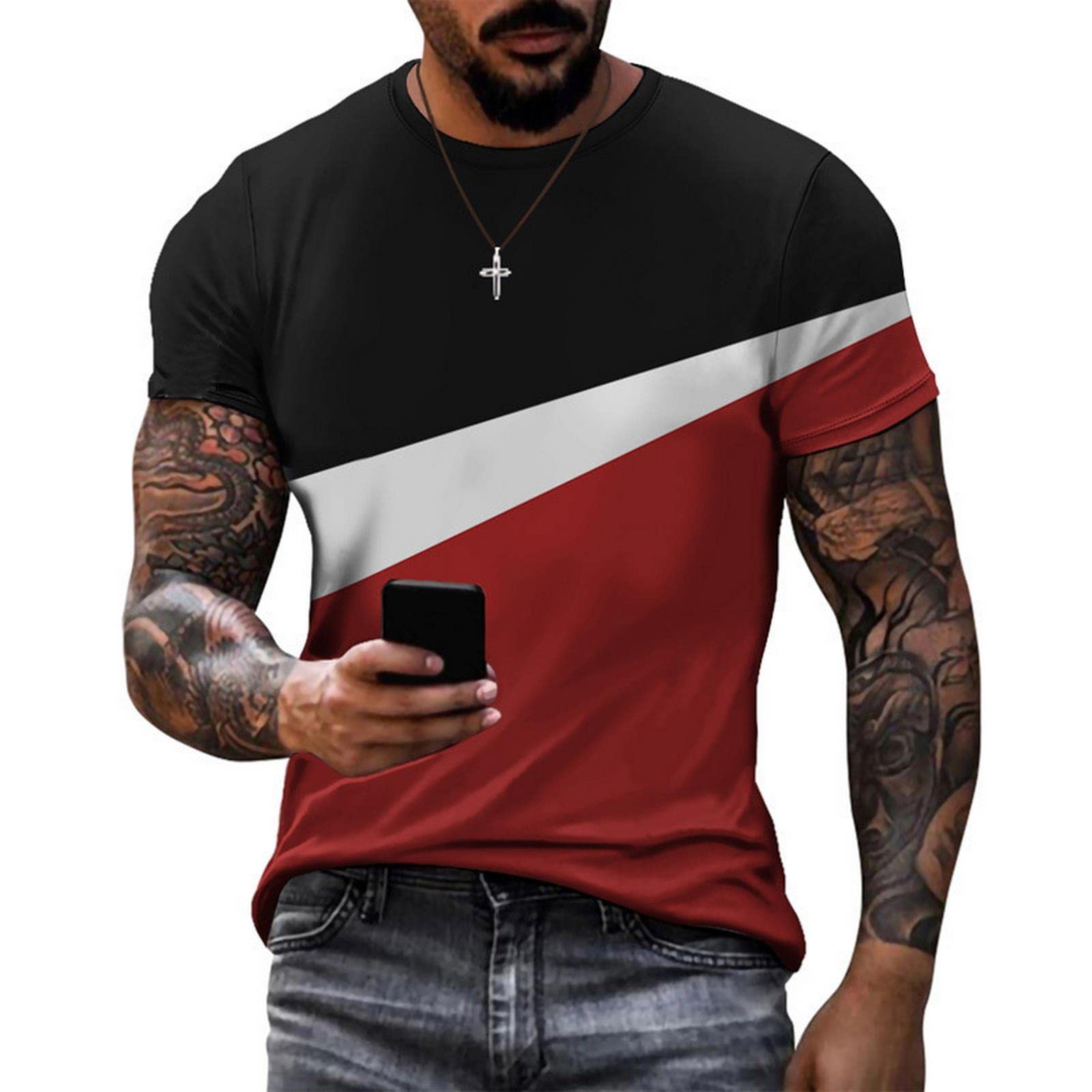 MOGSA T-shirt T-Shirt Per Uomo O Collo Pullover Manica Corta Tee Shirt Oversize Mens T-shirt Casual Top Unisex Abbigliamento