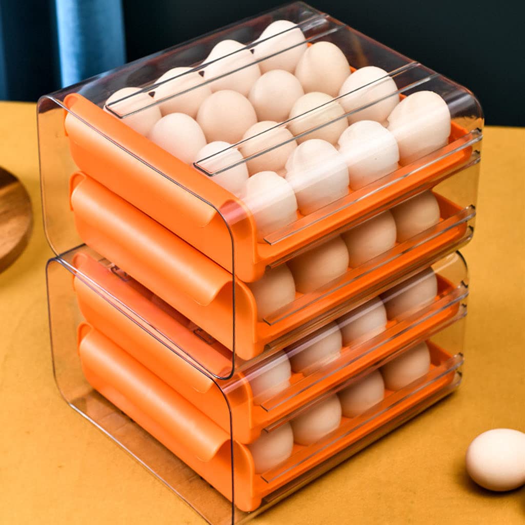 Caja de almacenamiento de huevos apilable para nevera, contenedor organizador de huevos de 2 capas