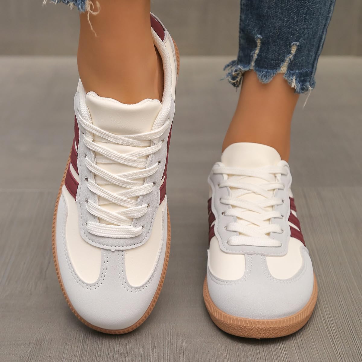 Zapatos ortopédicos casuales antideslizantes con puntera redonda para mujer, estilo retro, con cordones, tenis de moda para caminar
