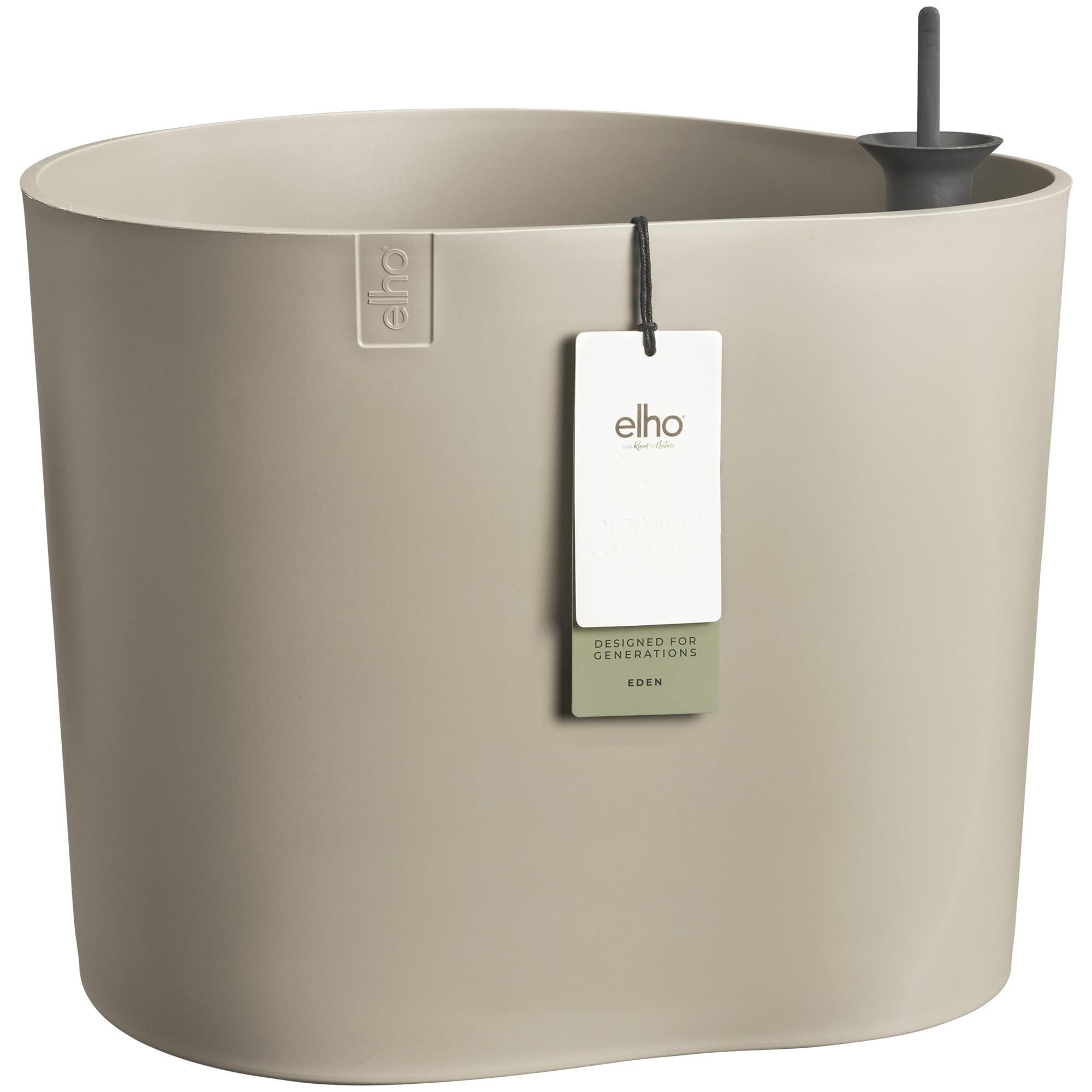 elho Eden Aquacare Low 40cm Blumentopf - Sanftes Taupe | L 39.6 x B 43.5 x H 36.1 cm | für den Innenbereich | 100% recyceltes Plastik