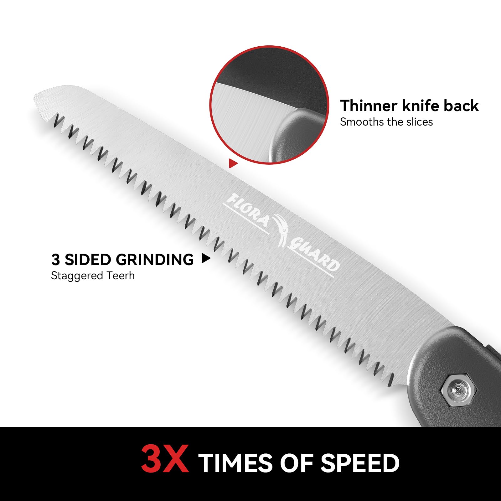FLORA GUARD Folding Hand Saw, 7 Inch Premium Pruning Saw, Quality SK-5 Steel, for Bushcraft Camping, Wood, Tree Pruning - Image 3