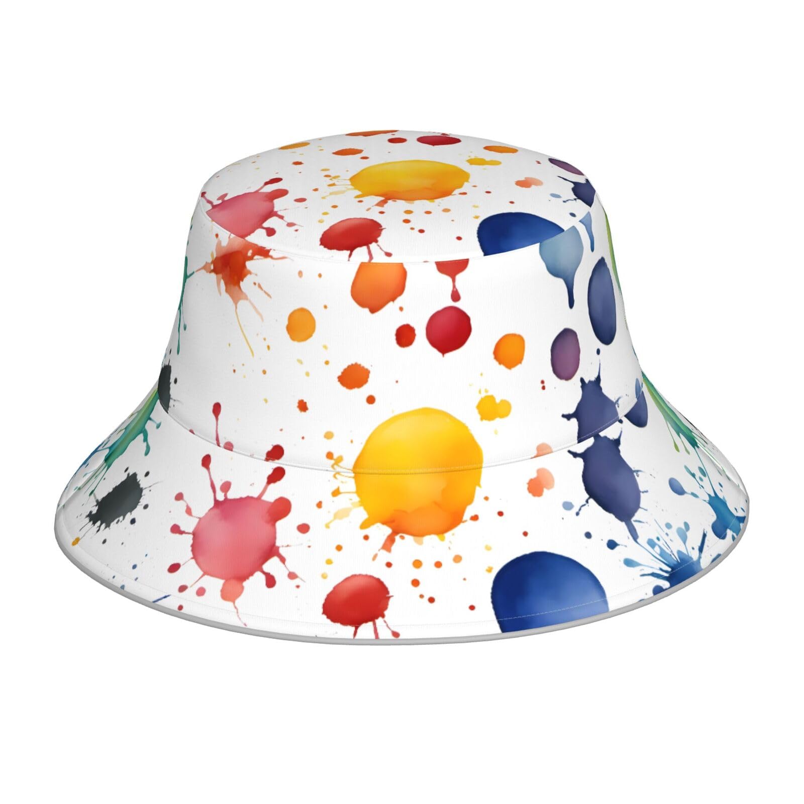 Whjshop Unisex Black Stains Of Watercolor Paint Splatters Pattern Reflective Bucket Hat Breathable For Men And Women, For Travel, Camping