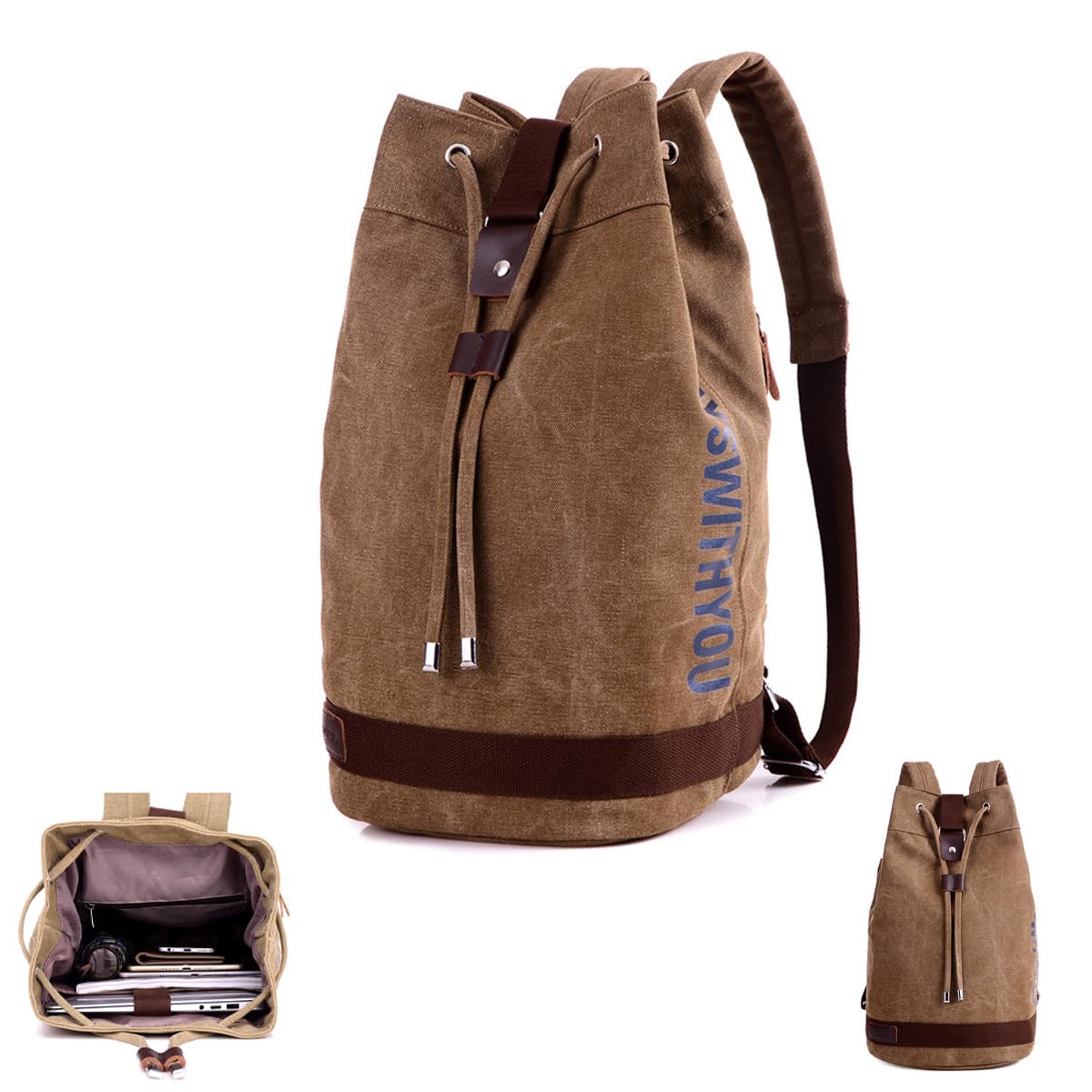GAMIRA Borsa a secchiello con coulisse per sport all'aria aperta, Zaino con coulisse di grande capacità, Zaino sportivo in tela per donna uomo
