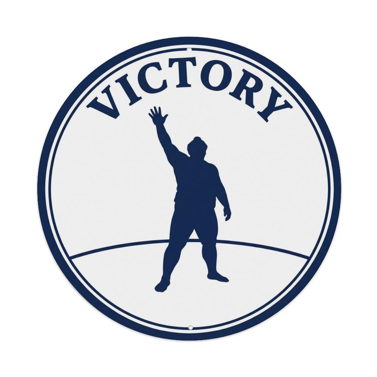 Olyhtr 8X8inch Classic Style Sumo Victory Arm Raise Minimalist White Navy Metal Tin Sign