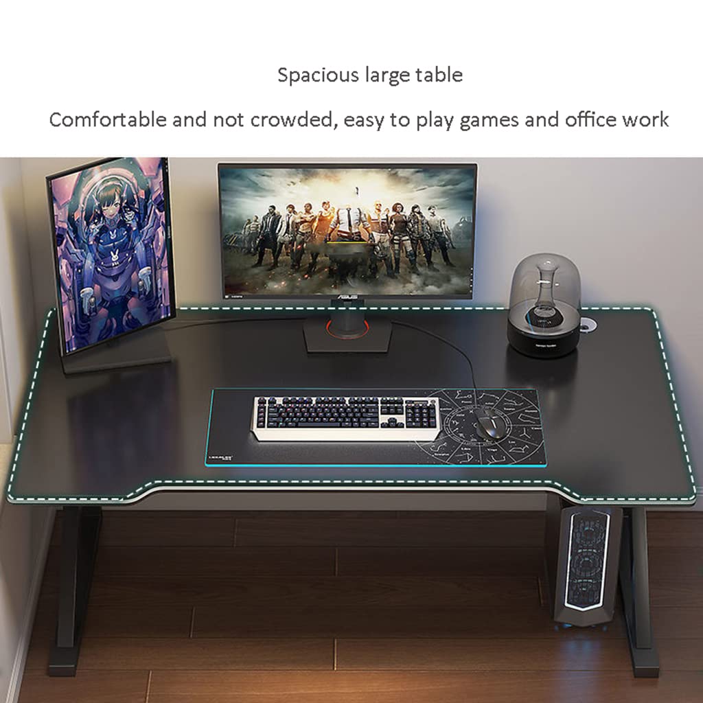 Stół do gier z wbudowaną podkładką pod mysz, ergonomiczne biurko, stacja robocza PC, duży rozmiar żółty (140 cm).