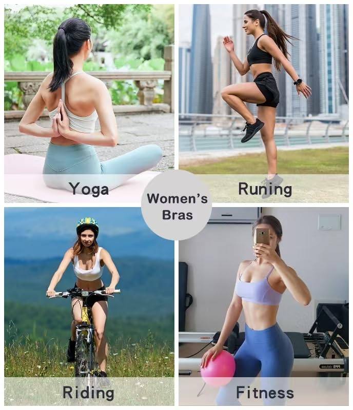 Image of Comper Y Back Sports Bra for Women Low Impact Racerback Workout Bras Sexy Thin Straps Yoga Bras with Removable Pads