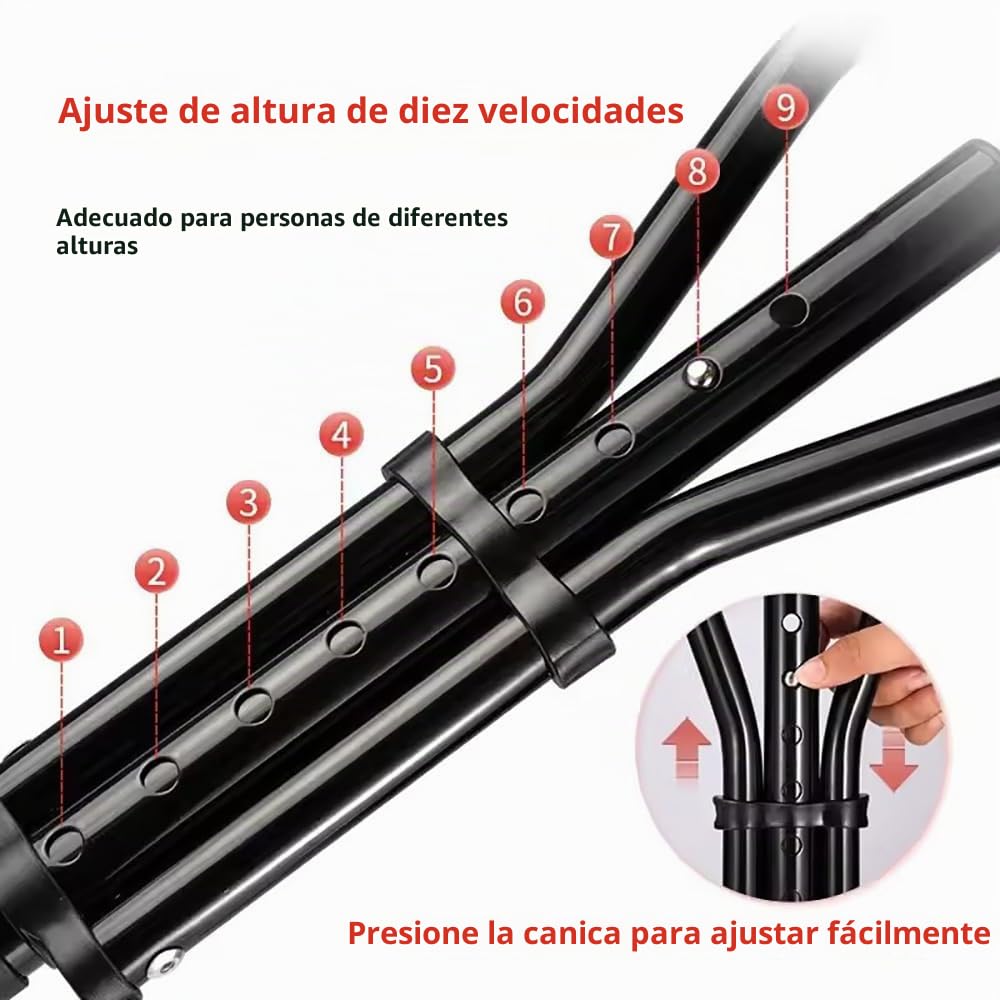 Muletas Axilares 1 Par (2 Piezas) – Altura Ajustable 108-160cm 20 Niveles Regulables，con Amortiguación y Plegable, Aluminio y Almohadillas de Goma Soportan 150kg, para Mayores o Post-Cirugía (Negro)