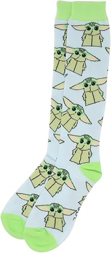 Star Wars The Mandalorian Baby Yoda - Calcetines altos hasta la rodilla para mujer, Azul