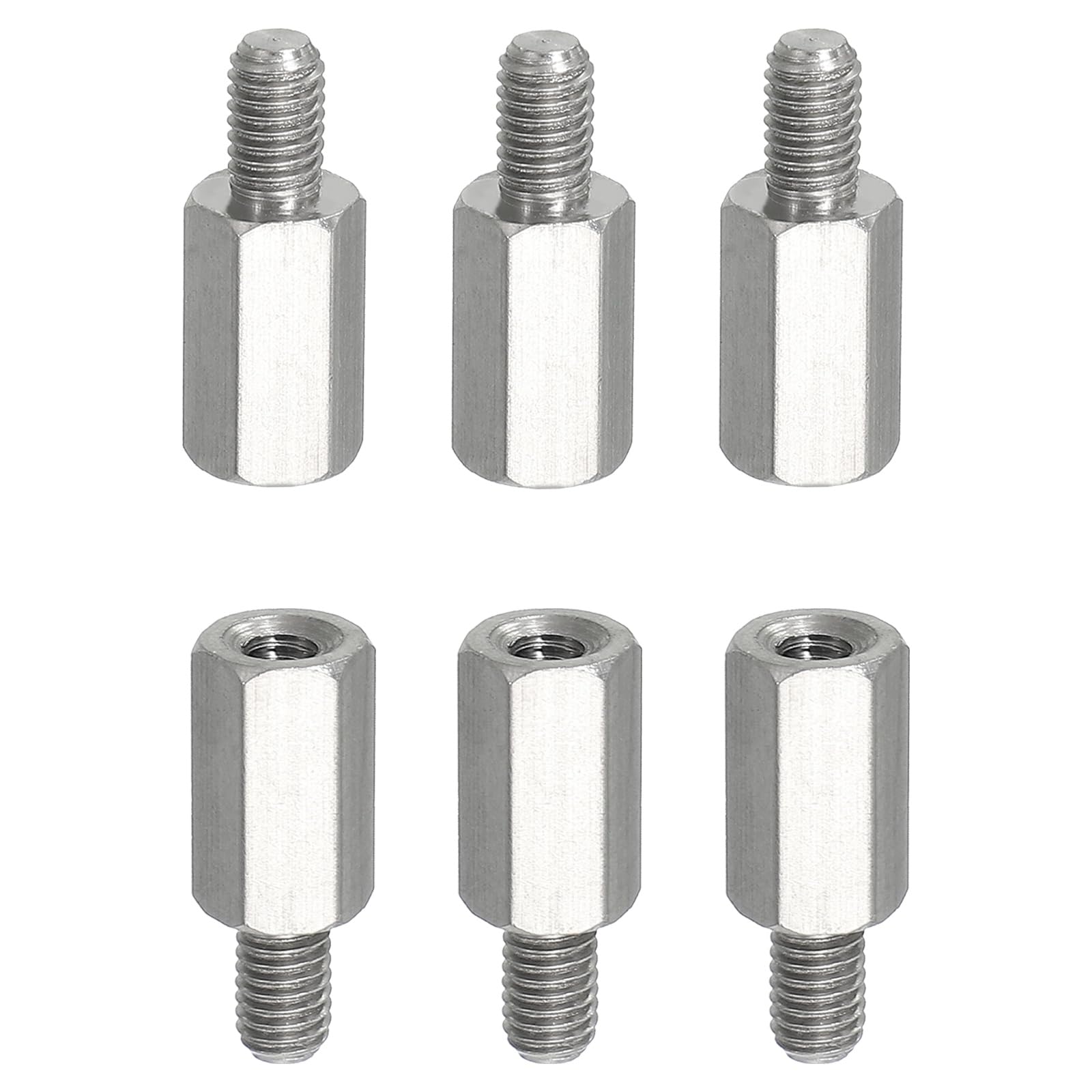 PATIKIL Standoff Screws, 6pcs M5x8mm Male to M4x14mm Female 304 Stainless Steel Thread Reducing Hex Standoff Spacer Screw Nuts Thread Adapters Reducer Extender Conversion Fasteners
