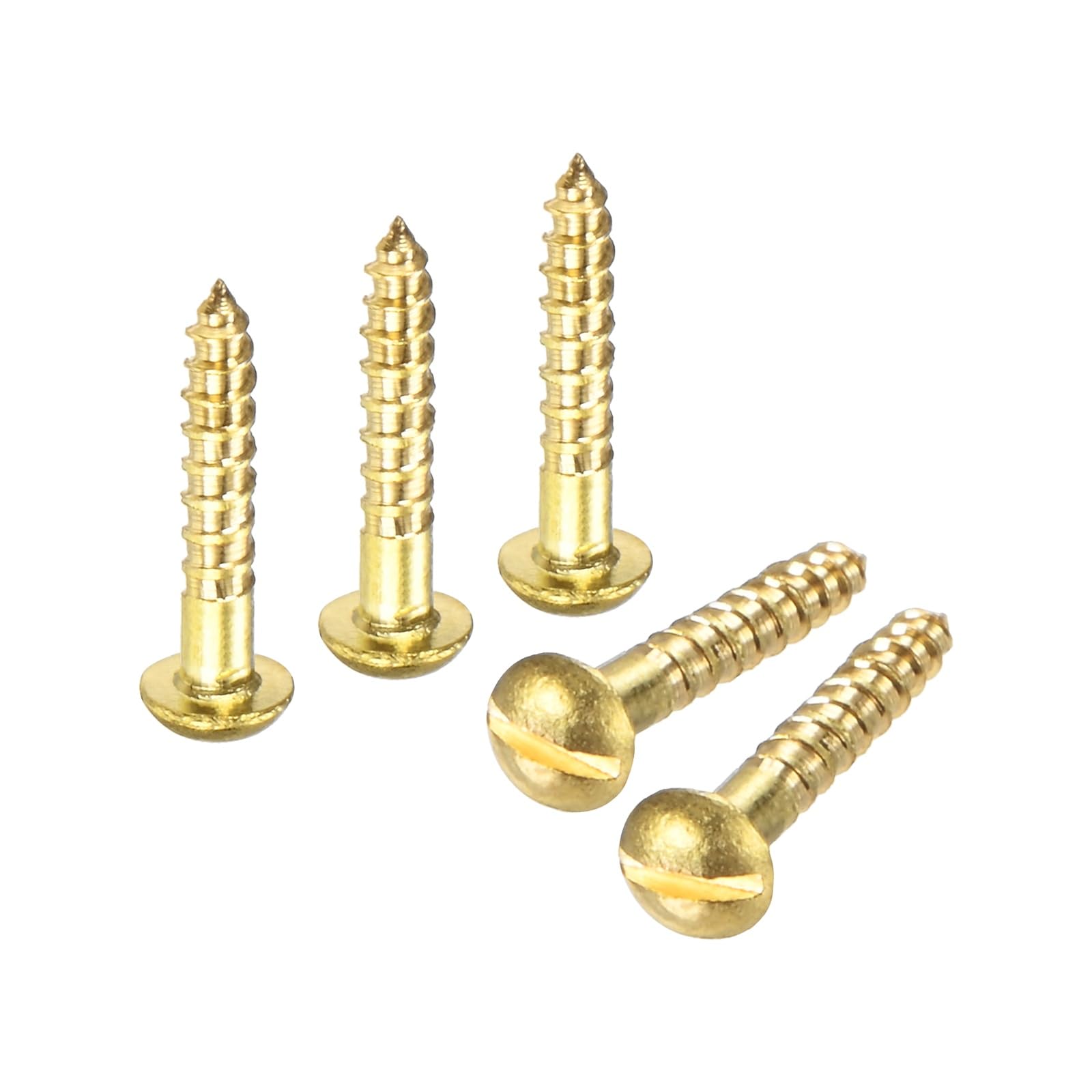 M METERXITY Wood Screws (M2 x 10mm, Brass) 30 Pcs - Slotted Round Head Self-Tapping Screw Apply to Woodworking/Furniture/Appliances Repair/Industry/Gardening