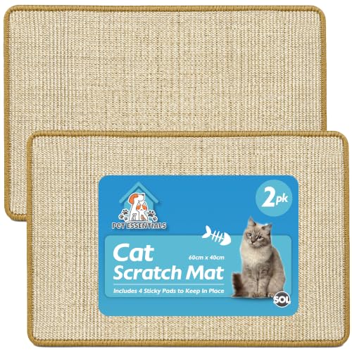 SOL 2pk Cat Scratching Mat - Sisal Cat Scratcher - Anti-Slip 60x40cm