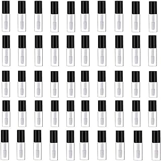 Mydio 50 Pack 1.2ML Clear Mini Lip Gloss Tube Empty Lip Balm Containers With Black Lid for Lipstick Samples