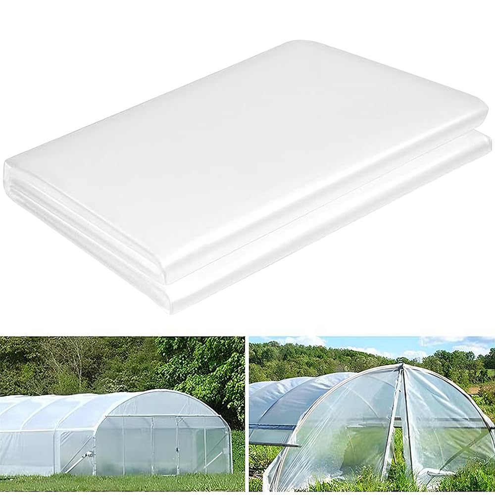 Bache pour Serre, 2 x 10 m Film de Serre Transparent, Bache Plastique pour Serre de Jardin, Extra épaisse Couverture De Polytunnel Membrane Pour Serre de Tomates, Légumes, Plantes