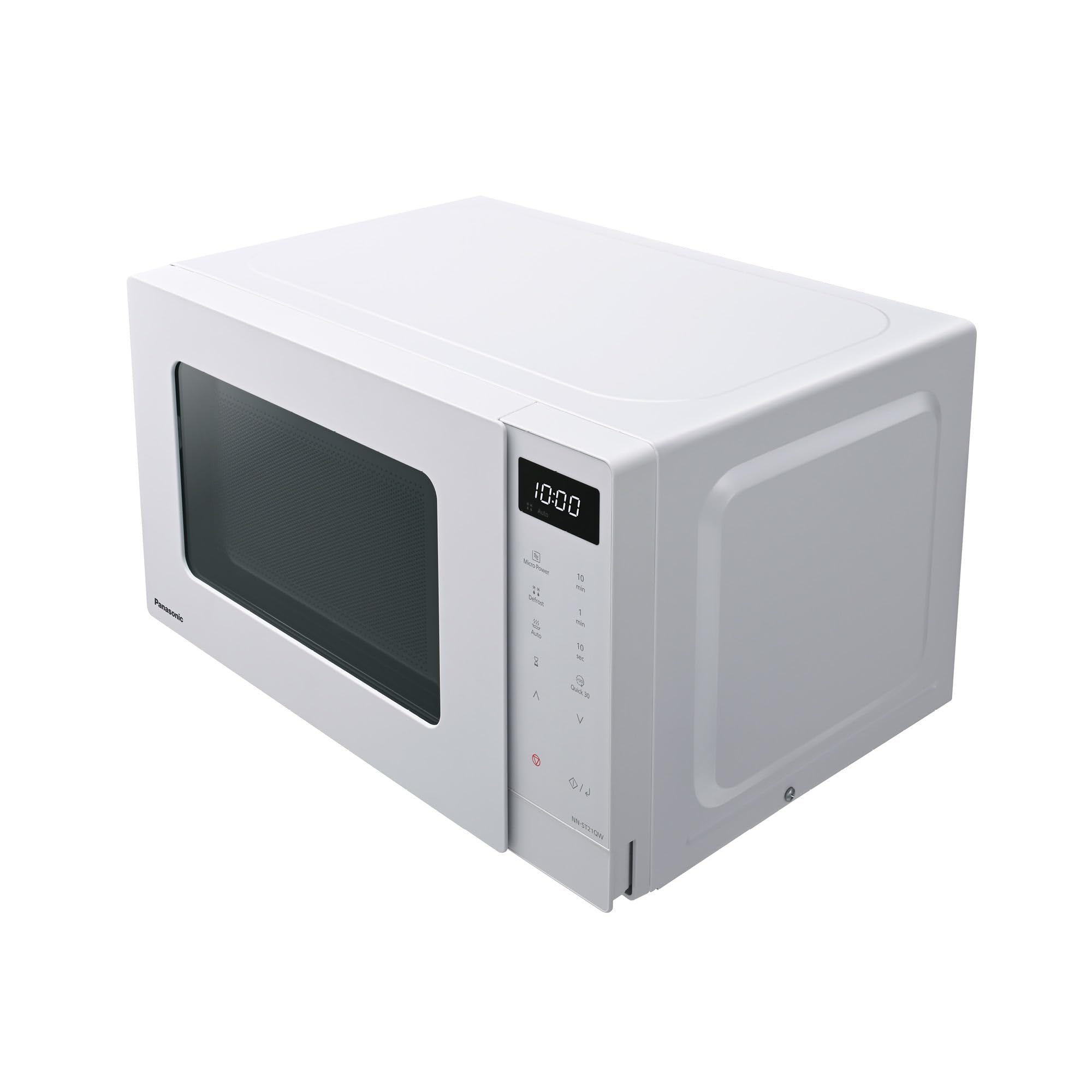 Panasonic NN-ST21QWEPG 20L Solo-Mikrowelle mit Drehteller, 800 W, automatisches Auftauen, 11 Automatikprogramme, LED-Anzeige, 5 Leistungsstufen, digitaler Timer, Weiß